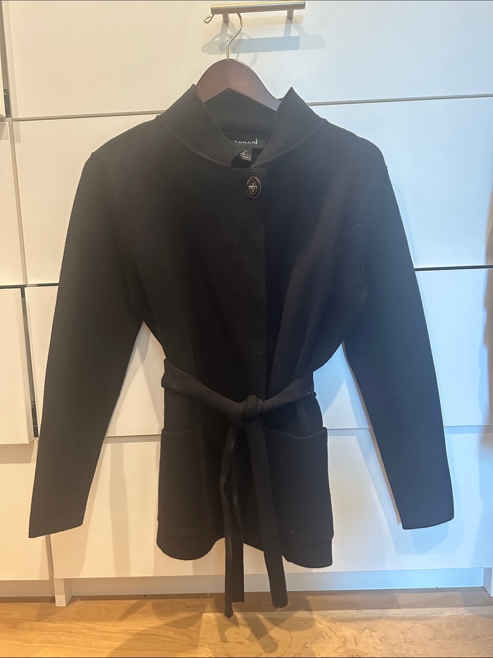 Tahari Black Belted Women's Coat Jacket
